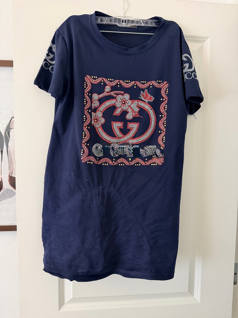Navy Logo Floral Short Sleeve Dress Tee
